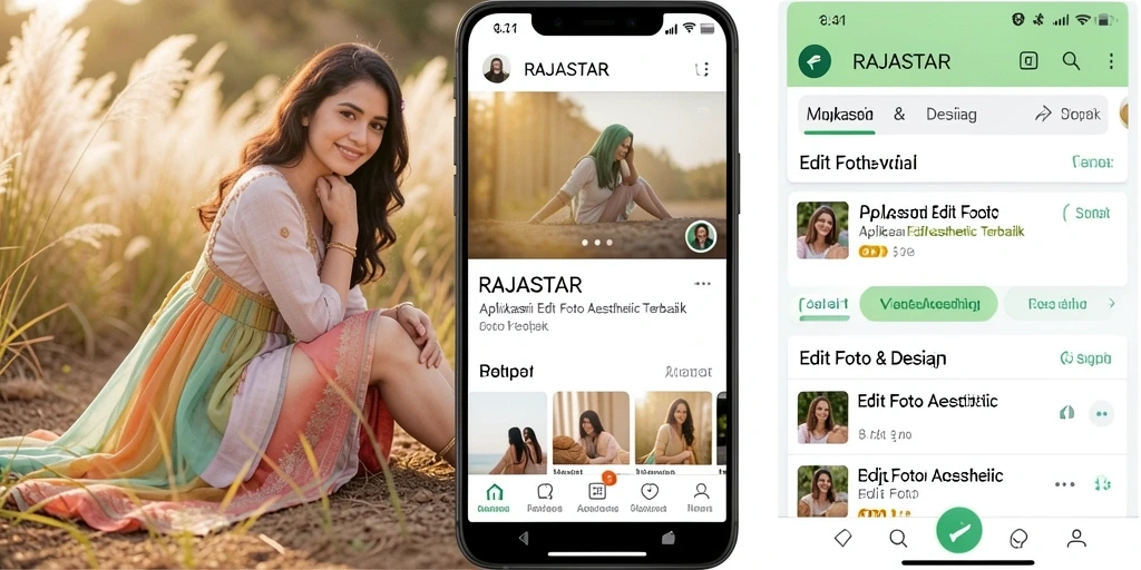 Tampilan antarmuka aplikasi Edit Foto Aesthetic RAJASTAR yang menarik.