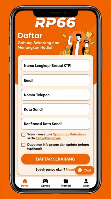 Cara Daftar Akun Baru di rp66 untuk Android